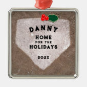 Persoonlijk Baseball Erfstuk Metalen Ornament (Voorkant)