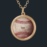 Persoonlijk Baseball Fan Women's Ketting<br><div class="desc">Een geweldig cadeau voor een team moeder of honkbal's grootste vrouw fan.  Goudafwerking en afgedrukt afbeelding en aangepaste tekst. Je kunt zelfs je eigen foto uploaden in plaats van dit verweven baseball afbeelding. 

Originele honkbal foto van Becky Nimoy</div>