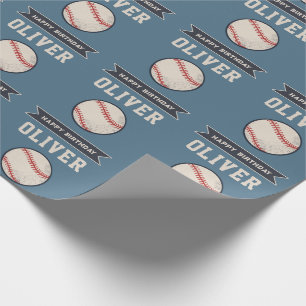Persoonlijk Baseball Gelukkig Verjaardag Naam Cadeaupapier