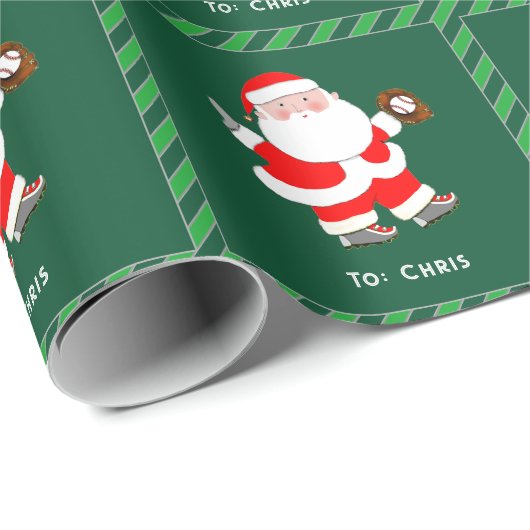 Persoonlijk Baseball Kerstcadeau Cadeaupapier (Rol Hoek)