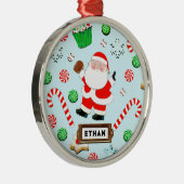 Persoonlijk Baseball Kerstcadeau Metalen Ornament (Rechts)