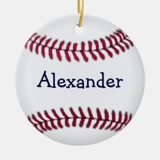 Persoonlijk Baseball met rood opsteken Keramisch Ornament
