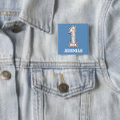 Persoonlijk Baseball nummer 1 Vierkante Button 5,1 Cm (In situ)
