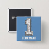 Persoonlijk Baseball nummer 1 Vierkante Button 5,1 Cm (Voorkant /achterkant)