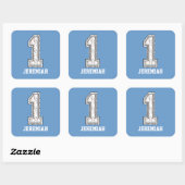 Persoonlijk Baseball nummer 1 Vierkante Sticker (Vel)