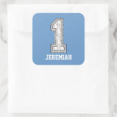 Persoonlijk Baseball nummer 1 Vierkante Sticker (Tas)