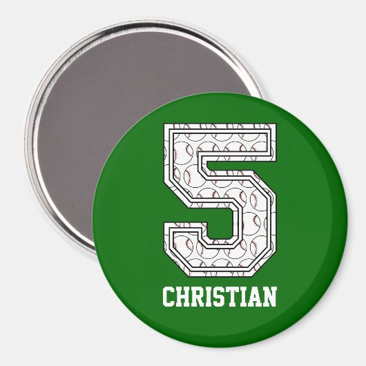 Persoonlijk Baseball Nummer 5 Magneet (Voorkant / Achterkant)