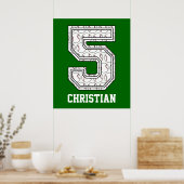 Persoonlijk Baseball Nummer 5 Poster (Keuken)