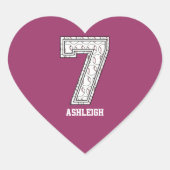 Persoonlijk Baseball Nummer 7 Hart Sticker (Voorkant)