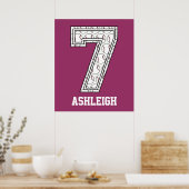 Persoonlijk Baseball Nummer 7 Poster (Keuken)