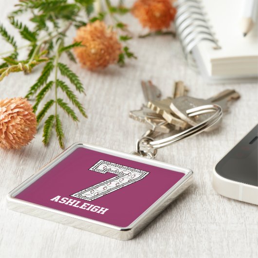 Persoonlijk Baseball Nummer 7 Sleutelhanger (Zijkant)