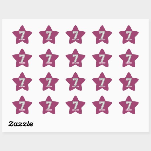 Persoonlijk Baseball Nummer 7 Ster Sticker (Vel)