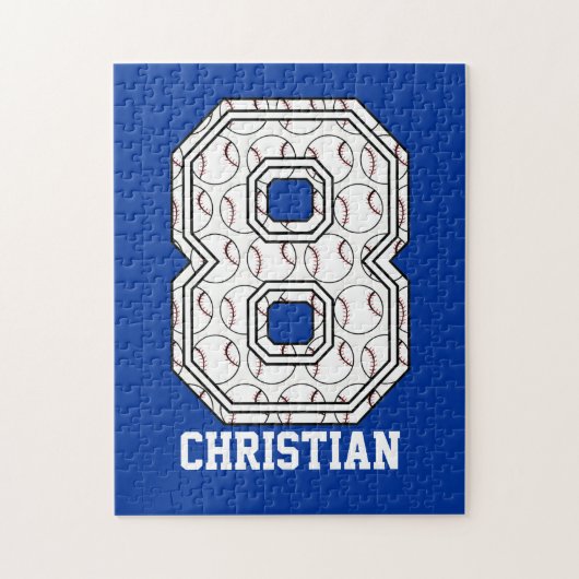 Persoonlijk Baseball nummer 8 Legpuzzel (Verticaal)