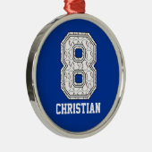 Persoonlijk Baseball nummer 8 Metalen Ornament (Rechts)