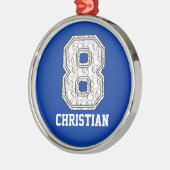 Persoonlijk Baseball nummer 8 Metalen Ornament (Links)