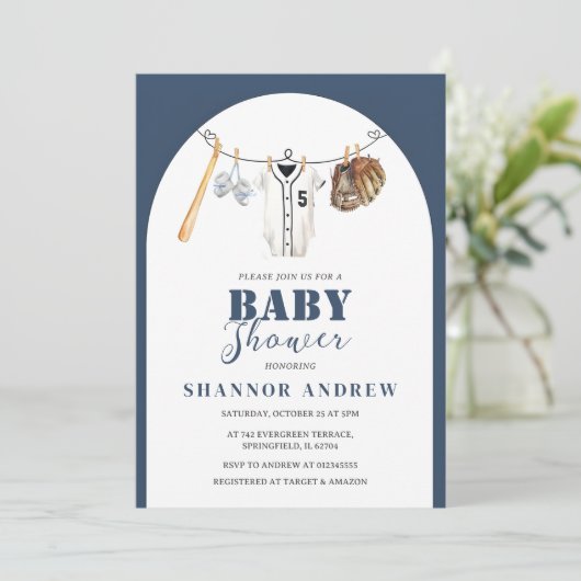 Persoonlijk Baseball Rookie Baby shower Kaart (Staand voorkant)
