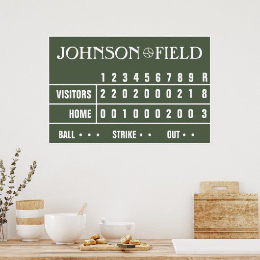 Persoonlijk baseball-scorebord - 36 x 24 inch poster (Keuken)