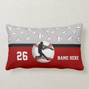 Persoonlijk Baseball Sierkussen, rood, grijs Kussen