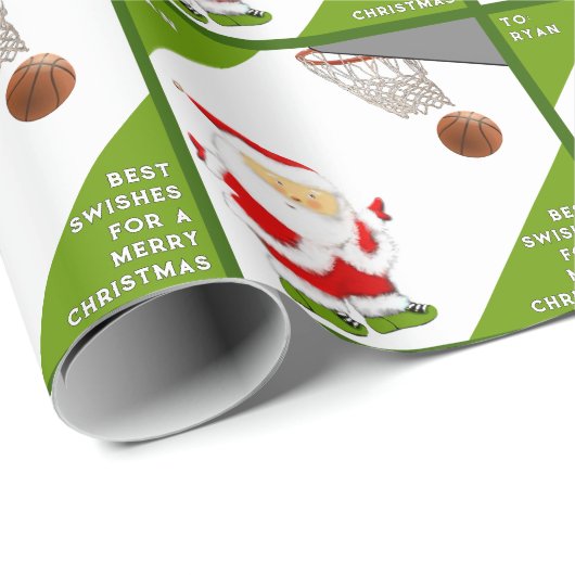 Persoonlijk basketbal kerstcadeau cadeaupapier (Rol Hoek)