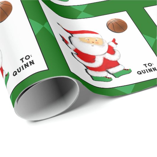 Persoonlijk basketbal kerstcadeau cadeaupapier (Rol Hoek)