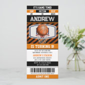Persoonlijk Basketbal Verjaardag Sport Ticket Kaart (Staand voorkant)