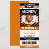 Persoonlijk Basketbal Verjaardag Sport Ticket Kaart (Voorkant / Achterkant)