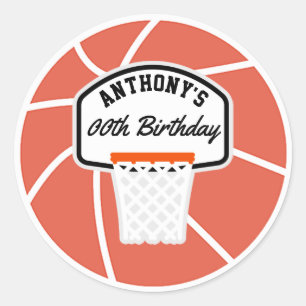 Persoonlijk basketbal verjaardagsfeest ronde sticker