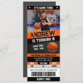 Persoonlijk basketbal verjaardagskaartje met Afbee Kaart (Voorkant / Achterkant)