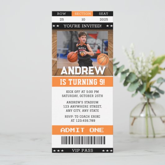 Persoonlijk Basketbal Verjaardagskaartje met afbee Kaart (Staand voorkant)