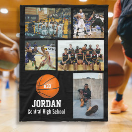Persoonlijk Basketball 5 Foto Collage Name Team# Fleece Deken