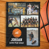 Persoonlijk Basketball 5 Foto Collage Name Team# Fleece Deken