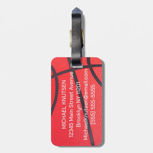 Persoonlijk Basketball Bagagelabel (Achterkant verticaal)