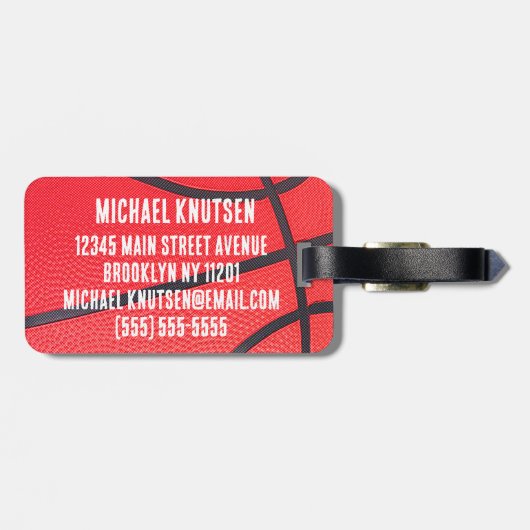 Persoonlijk Basketball Bagagelabel (Achterkant horizontaal)