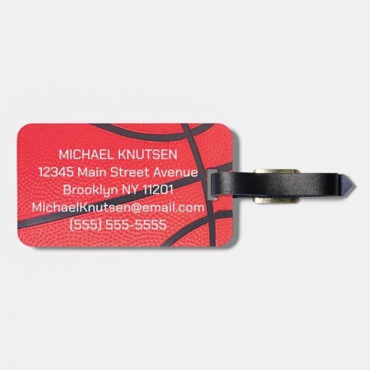 Persoonlijk Basketball Bagagelabel (Achterkant horizontaal)