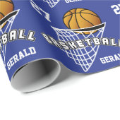 Persoonlijk Basketball - Donkerblauw Cadeaupapier (Rol Hoek)