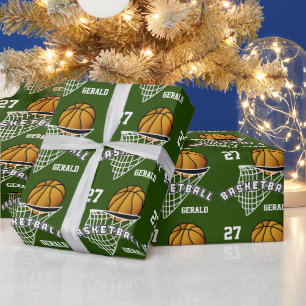 Persoonlijk Basketball - Donkergroen Cadeaupapier