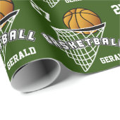 Persoonlijk Basketball - Donkergroen Cadeaupapier (Rol Hoek)