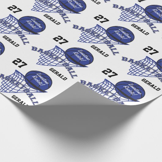Persoonlijk Basketball - in een donkerblauw Cadeaupapier (Hoek)