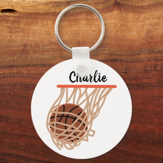 Persoonlijk Basketball in Net Sleutelhanger (Voorkant)