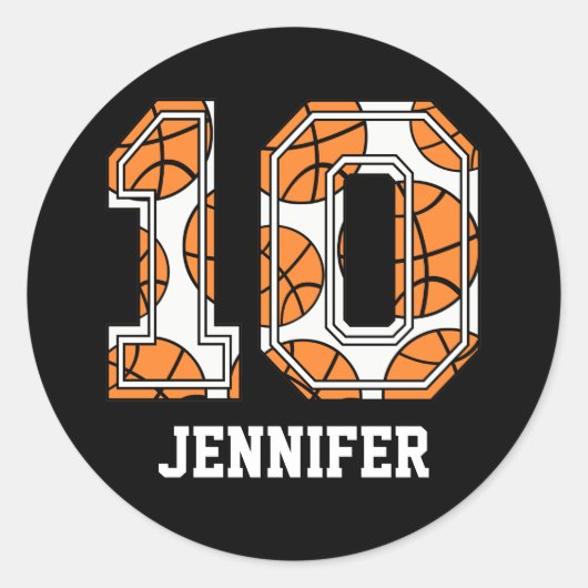Persoonlijk Basketball Number 10 Ronde Sticker (Voorkant)