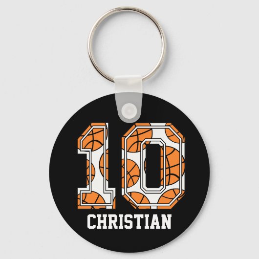Persoonlijk Basketball Number 10 Sleutelhanger (Voorkant)