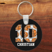 Persoonlijk Basketball Number 10 Sleutelhanger (Voorkant)