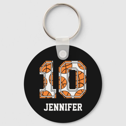 Persoonlijk Basketball Number 10 Sleutelhanger (Voorkant)