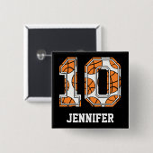 Persoonlijk Basketball Number 10 Vierkante Button 5,1 Cm (Voorkant /achterkant)