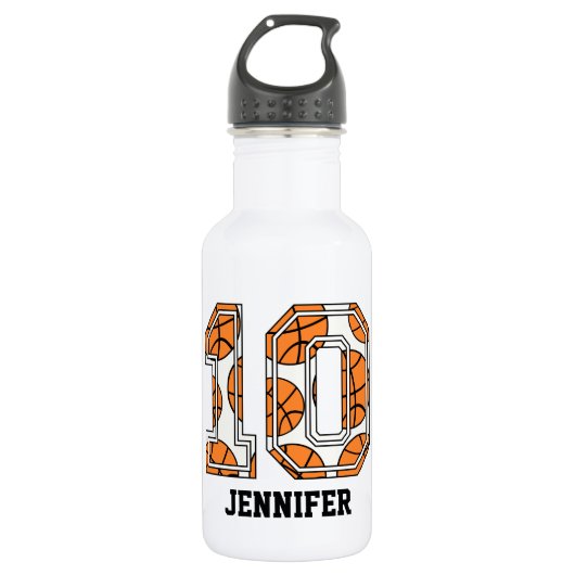 Persoonlijk Basketball Number 10 Waterfles (Voorkant)