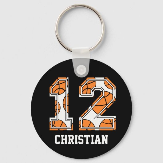 Persoonlijk Basketball Number 12 Sleutelhanger (Voorkant)