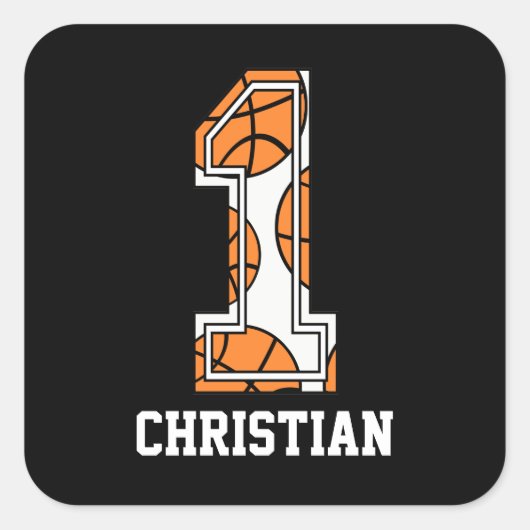 Persoonlijk Basketball Number 1 Vierkante Sticker (Voorkant)