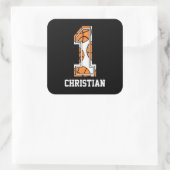 Persoonlijk Basketball Number 1 Vierkante Sticker (Tas)