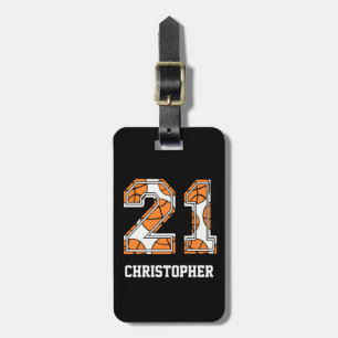 Persoonlijk Basketball Number 21 Bagagelabel