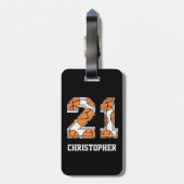 Persoonlijk Basketball Number 21 Bagagelabel (Achterkant verticaal)